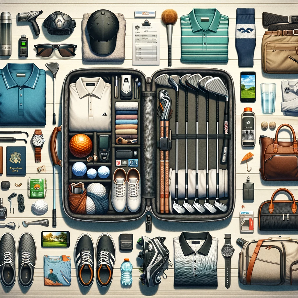 what to pack for your golf holiday, animated image showing everything you need for a great golf holiday 